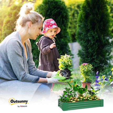 Galvanised Steel 180 x 90cm Vegetable Planter with Rust Resistance - Green
