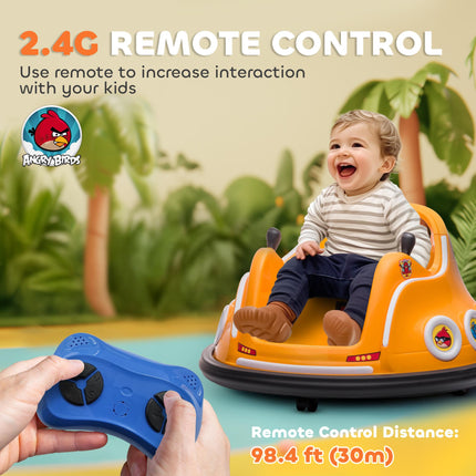 Angry Bird Licensed Waltzer Car, 12V Kids Bumper Car w/ Joysticks, Remote, Music