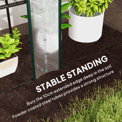 3 Tier Plastic Greenhouse with Roll-Up Doors and Shelves - Green