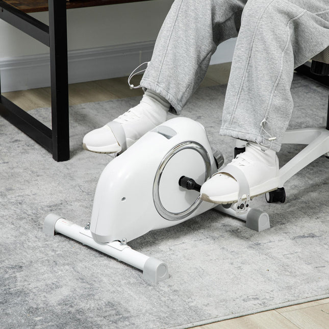 Mini Exercise Bike with 8-Level Magnetic Resistance and LCD Display - White