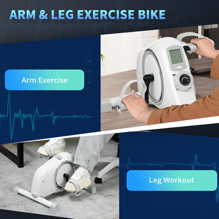 Mini Exercise Bike with 8-Level Magnetic Resistance and LCD Display - White