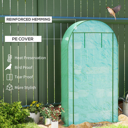 4 Tier Portable Mini Greenhouse with Reinforced PE Cover - Green