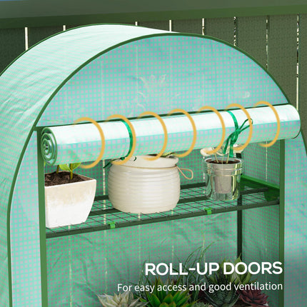 4 Tier Portable Mini Greenhouse with Reinforced PE Cover - Green