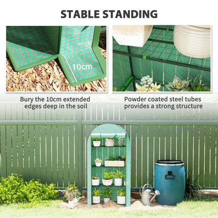 4 Tier Portable Mini Greenhouse with Reinforced PE Cover - Green