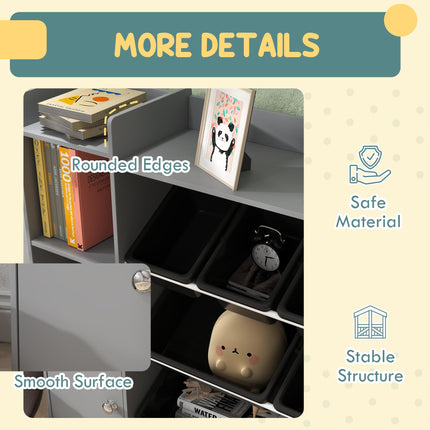 Toy Storage Unit with 8 Removable Bins and Cabinet - Grey