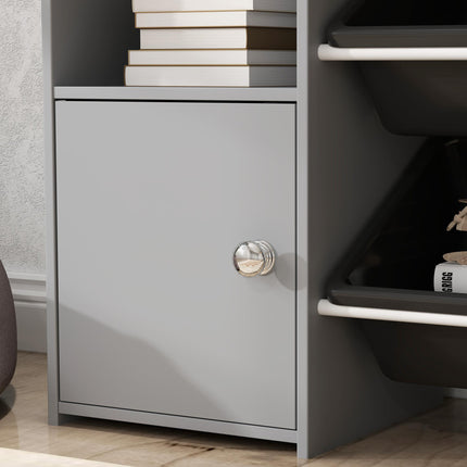 Toy Storage Unit with 8 Removable Bins and Cabinet - Grey