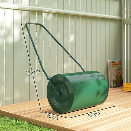 63L Heavy Duty Steel Lawn Roller with Scraper Bar - Dark Green