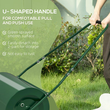 63L Heavy Duty Steel Lawn Roller with Scraper Bar - Dark Green