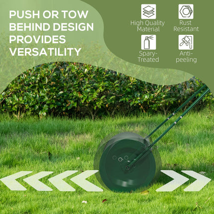 63L Heavy Duty Steel Lawn Roller with Scraper Bar - Dark Green