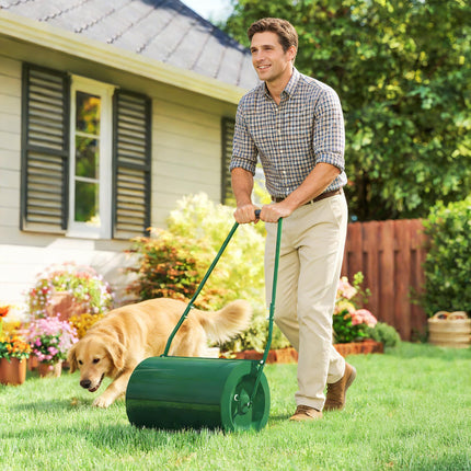 63L Heavy Duty Steel Lawn Roller with Scraper Bar - Dark Green