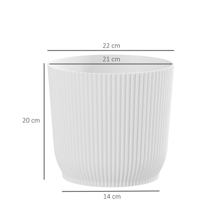 Set of 2 Durable Textured Plastic Planters 22cm - White