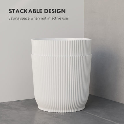 Set of 2 Durable Textured Plastic Planters 22cm - White