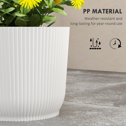 Set of 2 Durable Textured Plastic Planters 22cm - White