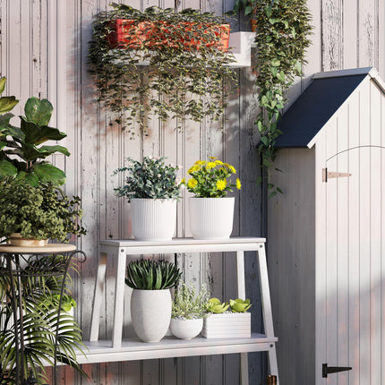 Set of 2 Durable Textured Plastic Planters 22cm - White