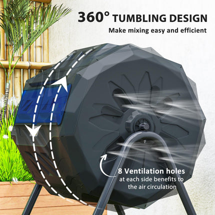 160L Dual Chamber Compost Bin with 360° Rotation - Blue