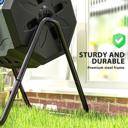 160L Dual Chamber Compost Bin with 360° Rotation - Blue