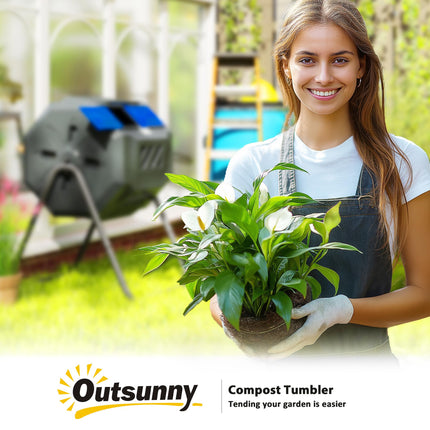 160L Dual Chamber Compost Bin with 360° Rotation - Blue