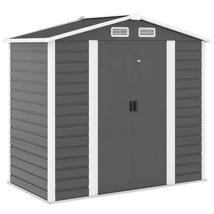 7 x 4ft Metal Garden Shed with Galvanised Steel Frame - Dark Grey