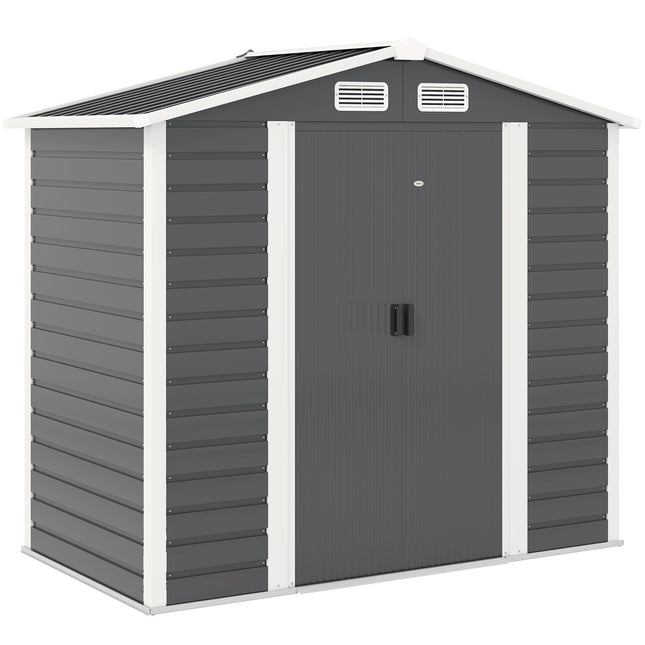 7 x 4ft Metal Garden Shed with Galvanised Steel Frame - Dark Grey