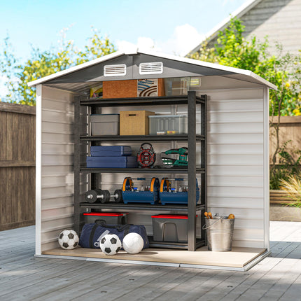 7 x 4ft Metal Garden Shed with Galvanised Steel Frame - Dark Grey