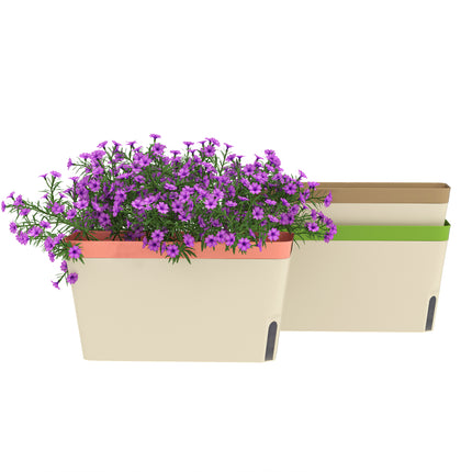 Set of 3 Self Watering Plant Pots with Water Level Window - White