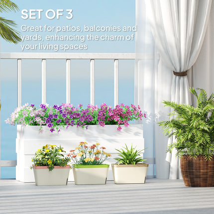 Set of 3 Self Watering Plant Pots with Water Level Window - White