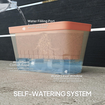 Set of 3 Self Watering Plant Pots with Water Level Window - White