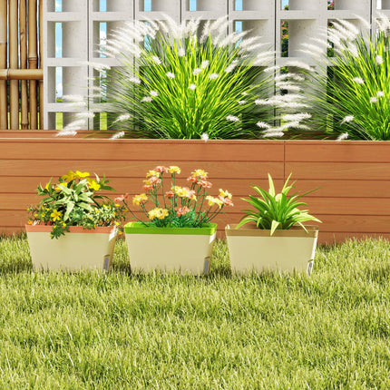 Set of 3 Self Watering Plant Pots with Water Level Window - White