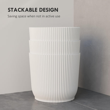 Set of 3 Durable Textured Plastic Plant Pots 22cm - White