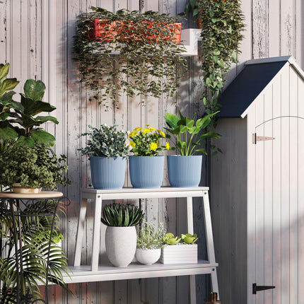 Set of 3 Durable Textured Plastic Planters 22cm - Blue