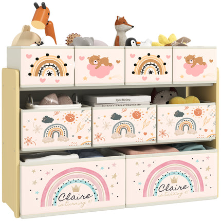 3 Tier Kids Storage Unit with 9 Non-Woven Fabric Boxes - Yellow