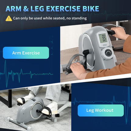 Mini Exercise Bike with 8-Level Magnetic Resistance and LCD Display - Grey