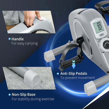 Mini Exercise Bike with 8-Level Magnetic Resistance and LCD Display - Grey