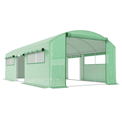 19 x 9.8ft Walk-In Polytunnel Greenhouse with 140gsm Cover - Green