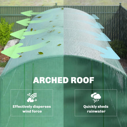 19 x 9.8ft Walk-In Polytunnel Greenhouse with 140gsm Cover - Green