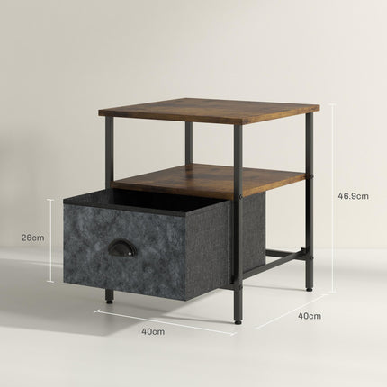 Set of 2 Bedside Table, Nightstand with Non-Woven Fabric Drawer, Side Table, End