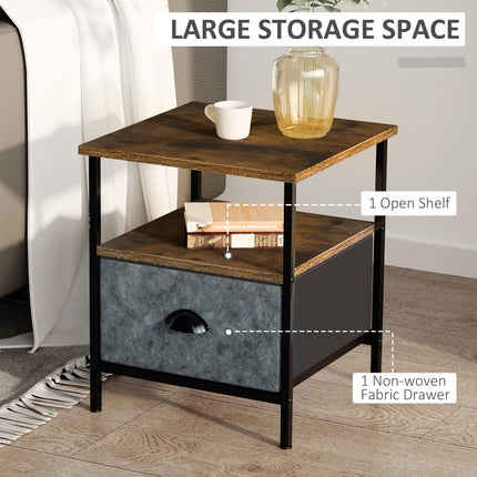 Set of 2 Bedside Table, Nightstand with Non-Woven Fabric Drawer, Side Table, End