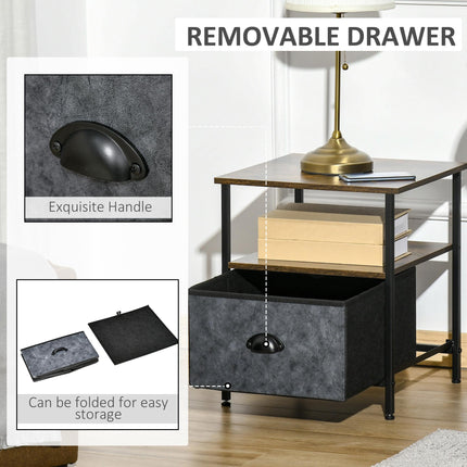 Set of 2 Bedside Table, Nightstand with Non-Woven Fabric Drawer, Side Table, End