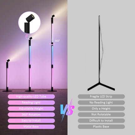 LED Floor Lamp with Reading Light, 360¬∞ RGB Detachable Corner Floor Lamp with A