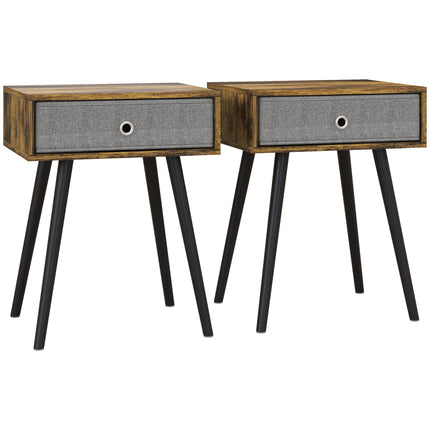 Bedside Table Set of 2, Industrial Nightstand, Tall End Table with Removable Fab