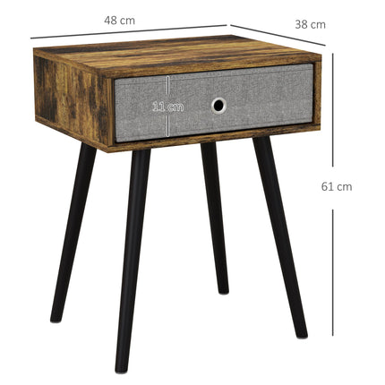 Bedside Table Set of 2, Industrial Nightstand, Tall End Table with Removable Fab
