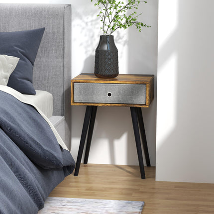 Bedside Table Set of 2, Industrial Nightstand, Tall End Table with Removable Fab