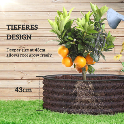 Galvanised Raised Garden Bed Set 120x120x43cm with Gloves - Dark Grey