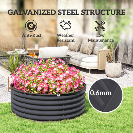 Galvanised Raised Garden Bed Set 120x120x43cm with Gloves - Dark Grey