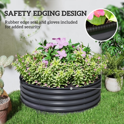 Galvanised Raised Garden Bed Set 120x120x43cm with Gloves - Dark Grey
