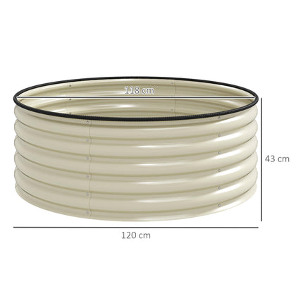 Galvanised Raised Garden Bed with Safety Edging and Gloves 43cm Deep - Cream White