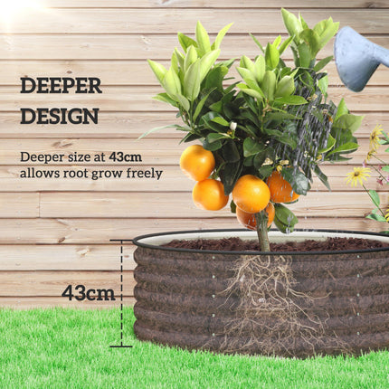Galvanised Raised Garden Bed with Safety Edging and Gloves 43cm Deep - Cream White
