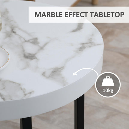 Set of 2 Round Side Table with Metal Legs, Modern End Table Bedside Table for Li