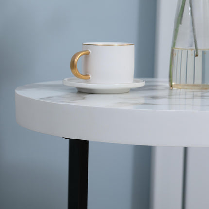 Set of 2 Round Side Table with Metal Legs, Modern End Table Bedside Table for Li