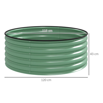 Galvanised Steel Raised Garden Bed Set with Gloves 43cm Depth - Light Green